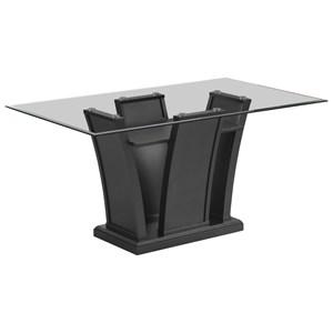 ^ Silver Chairs with Glass Rectangular Top